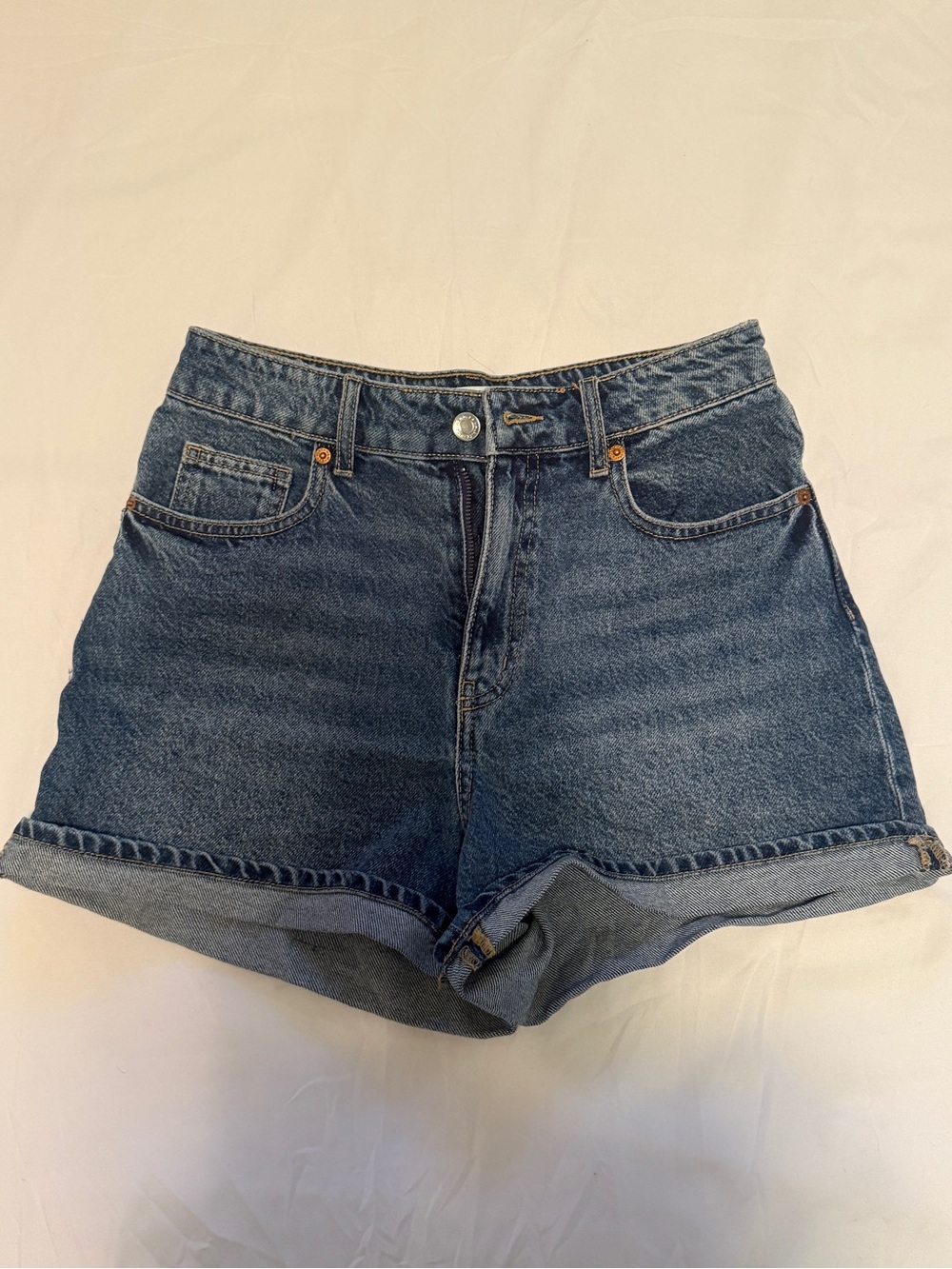 Divided Dark Blue 4” Rolled-Hem Denim Shorts